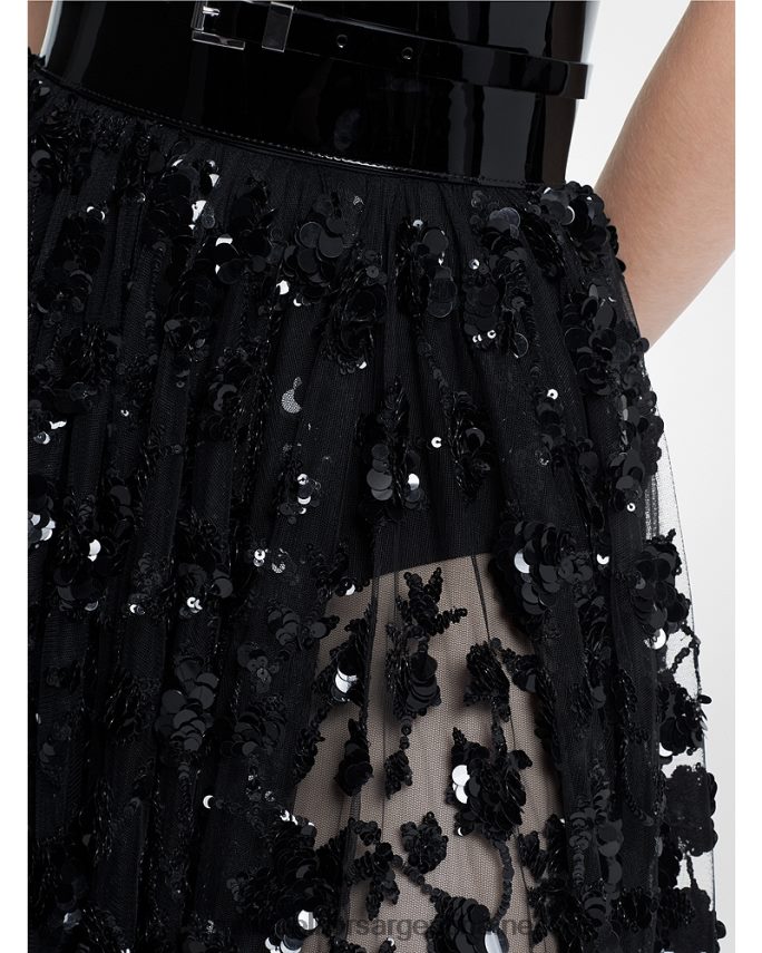 unisexo negro falda circular de tul paillette bordada a mano Michael Kors T46HB03738
