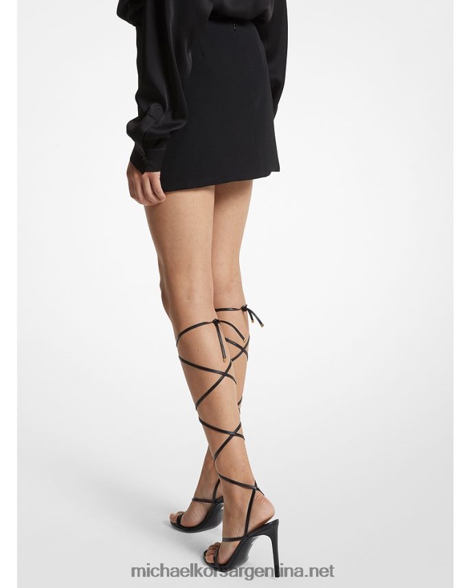 unisexo negro minifalda de gabardina de lana elástica de la colección Michael Kors T46HB03467