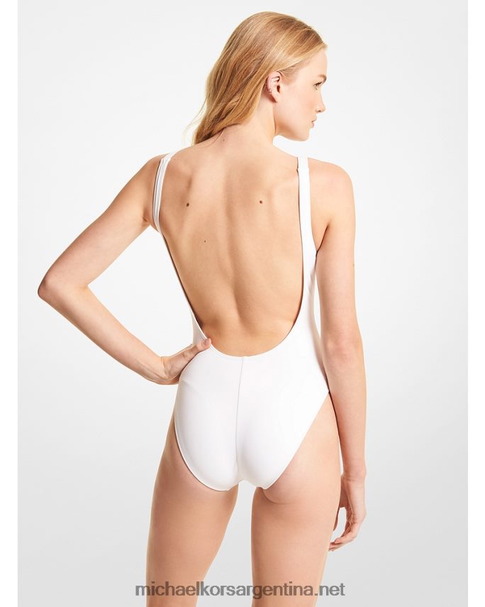 mujer blanco bañador con logo orgullo Michael Kors T46HB0550