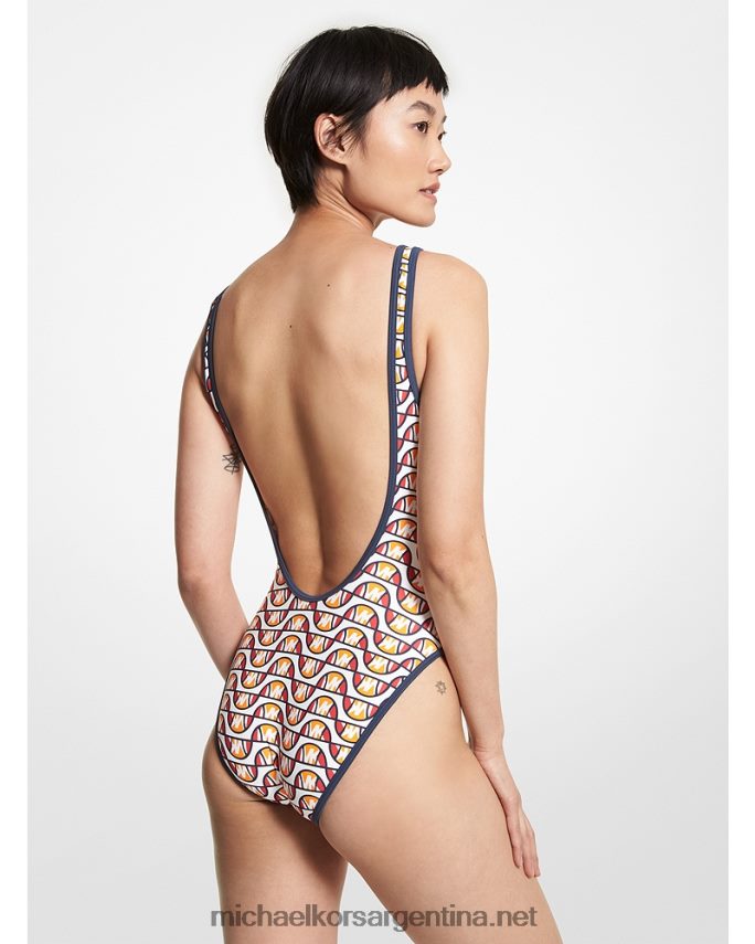 mujer blanco bañador de nailon elástico con logo de mk x ellesse Michael Kors T46HB0574