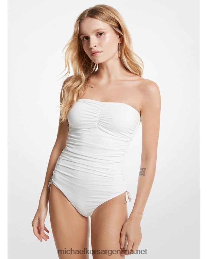 mujer blanco bañador fruncido de nailon elástico Michael Kors T46HB0536