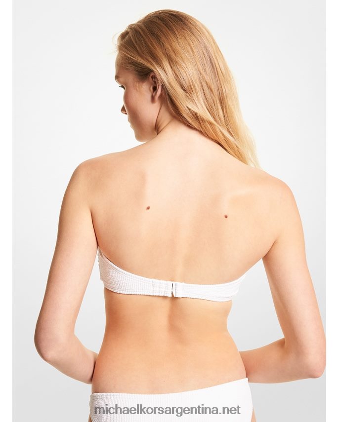 mujer blanco top de bikini bandeau texturizado elástico Michael Kors T46HB0555