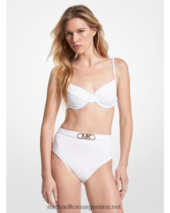 mujer blanco top de bikini de nailon elástico con aros Michael Kors T46HB0529