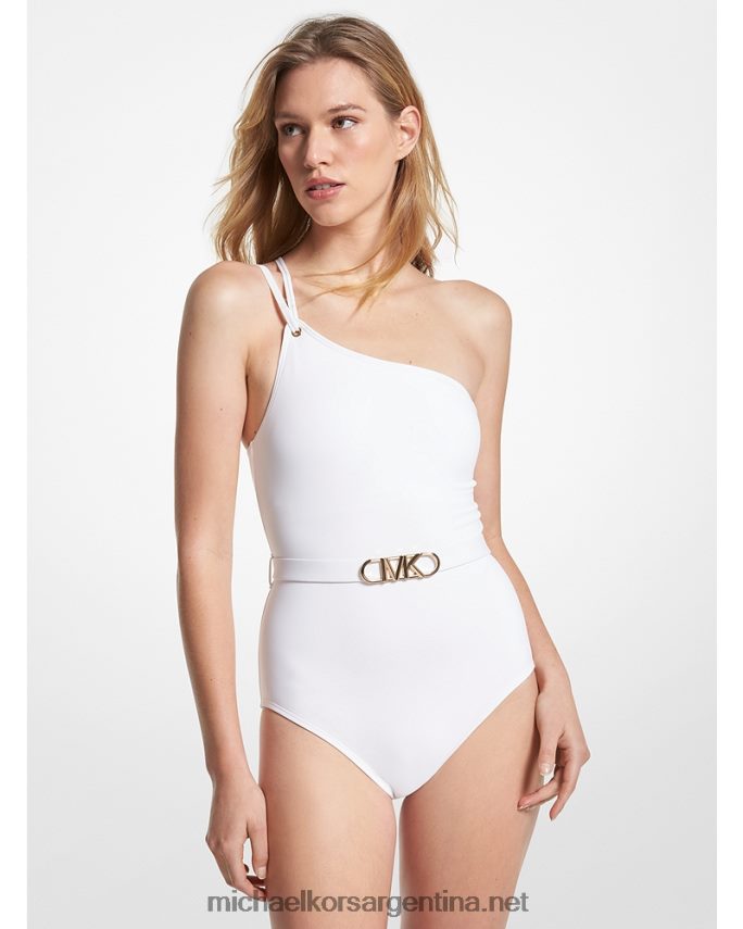 mujer blanco traje de baño de nailon elástico con cinturón Michael Kors T46HB0539