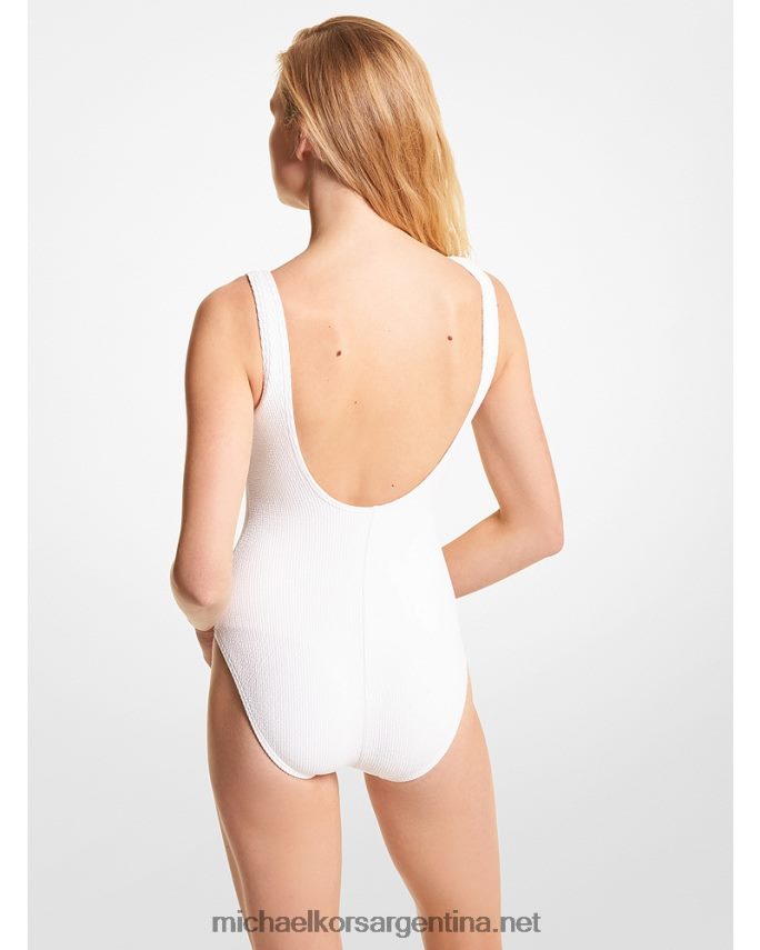 mujer blanco traje de baño elástico texturizado con detalles Michael Kors T46HB0558