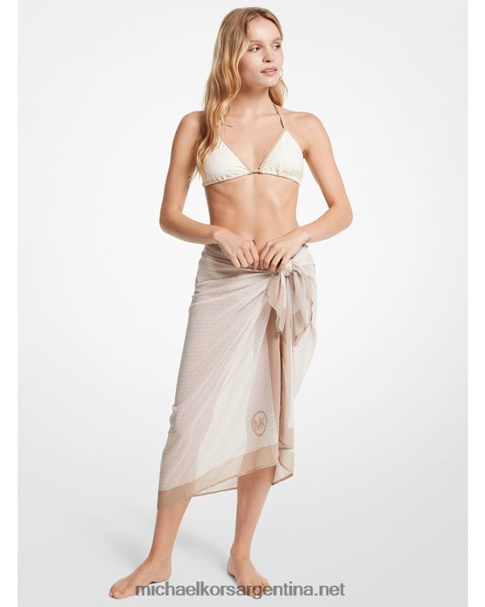 mujer hueso pareo de gasa con logo Michael Kors T46HB0552