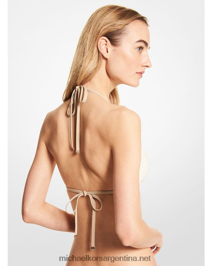 mujer hueso top de bikini triangular con logo Michael Kors T46HB0563