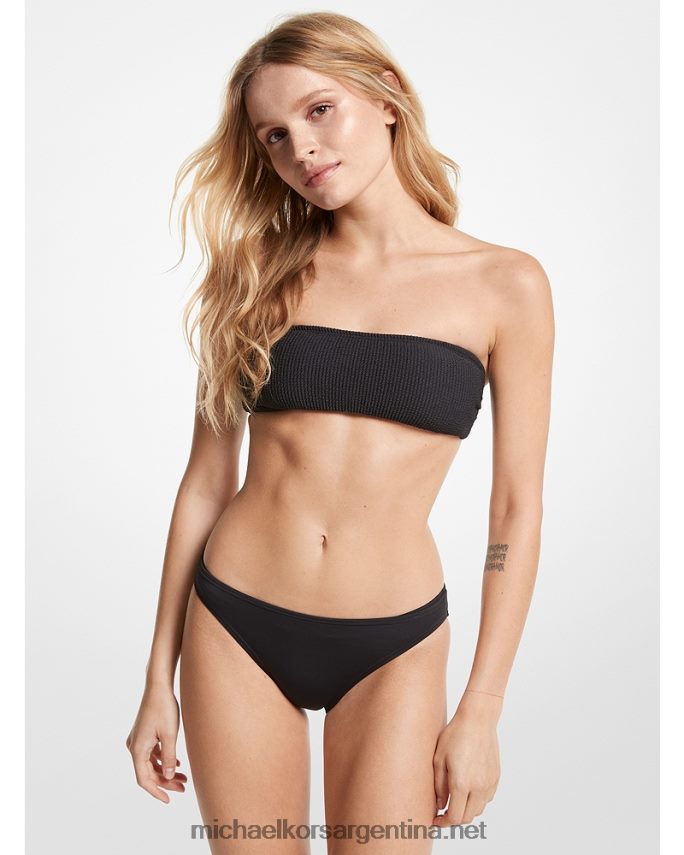 mujer negro top de bikini bandeau texturizado elástico Michael Kors T46HB0556