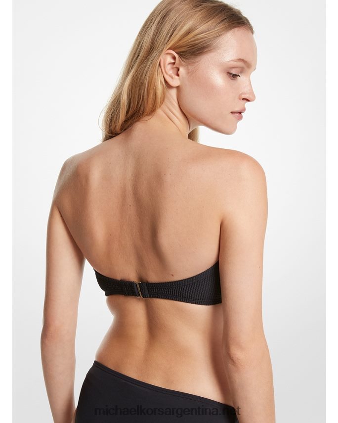 mujer negro top de bikini bandeau texturizado elástico Michael Kors T46HB0556