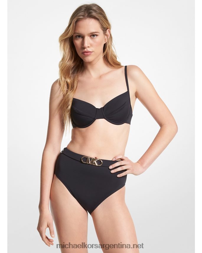 mujer negro top de bikini de nailon elástico con aros Michael Kors T46HB0531