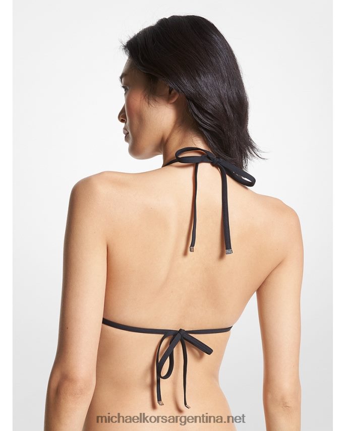 mujer negro top de bikini triangular con logo imperio Michael Kors T46HB0547