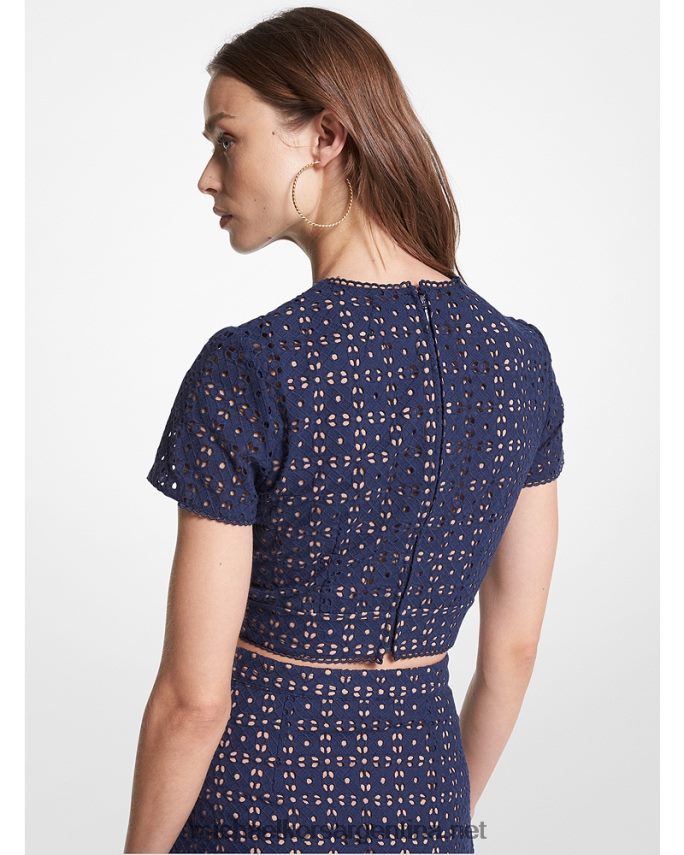 mujer azul medianoche top corto con ojales Michael Kors T46HB0373