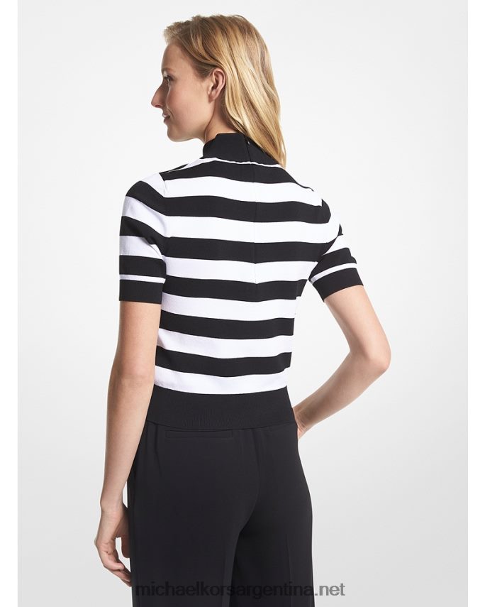 mujer blanco negro top tejido a rayas Michael Kors T46HB0419