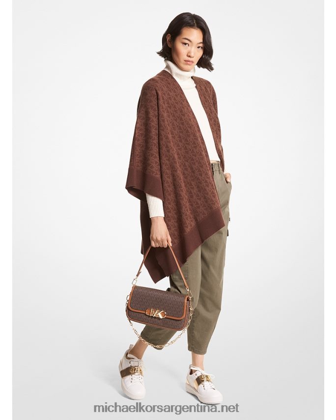 mujer cáscara poncho con logo en jacquard Michael Kors T46HB0434