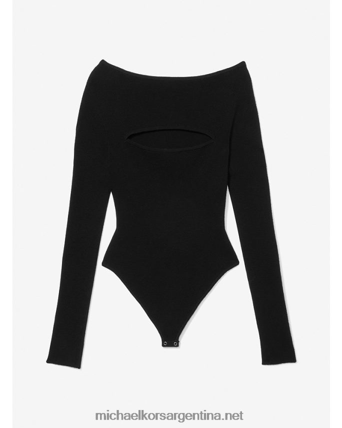 mujer negro body de canalé de mezcla de lana merino con aberturas Michael Kors T46HB0462