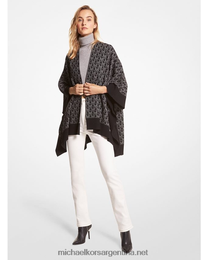 mujer negro/hueso poncho con logo en jacquard Michael Kors T46HB0435