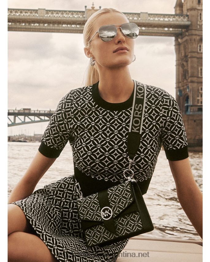 mujer negro/hueso top con logo en jacquard Michael Kors T46HB0404