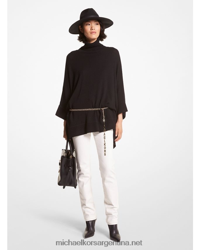 mujer negro poncho de mezcla de lana con cuello alto Michael Kors T46HB0425