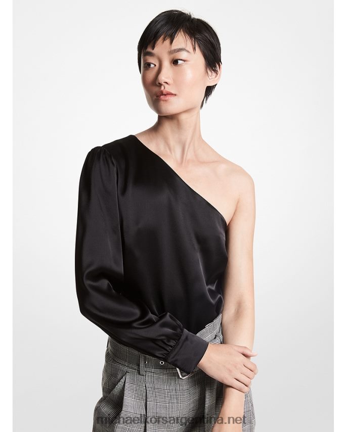 mujer negro top de satén con un solo hombro Michael Kors T46HB0468