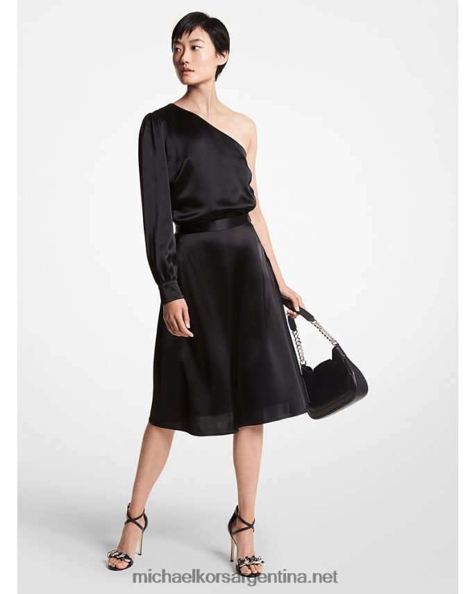 mujer negro top de satén con un solo hombro Michael Kors T46HB0468
