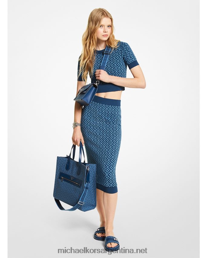 mujer río azul top con logo en jacquard Michael Kors T46HB0401