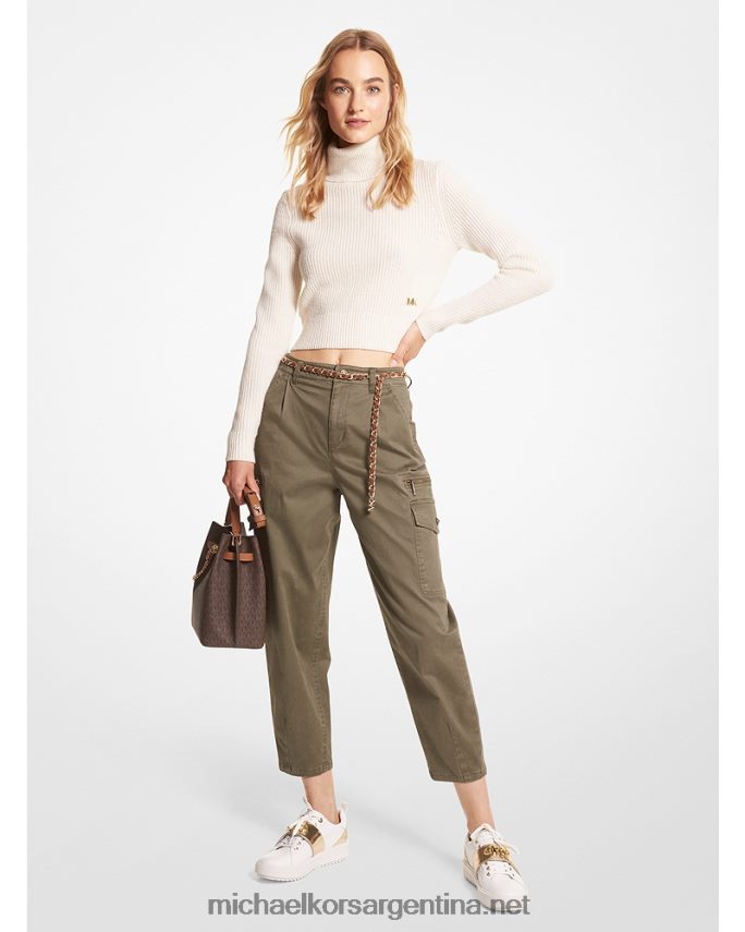 mujer aceituna pantalones cargo de algodón elástico Michael Kors T46HB0495