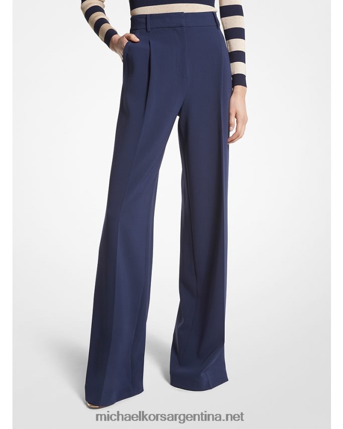 mujer azul medianoche pantalones anchos de crepé Michael Kors T46HB0487
