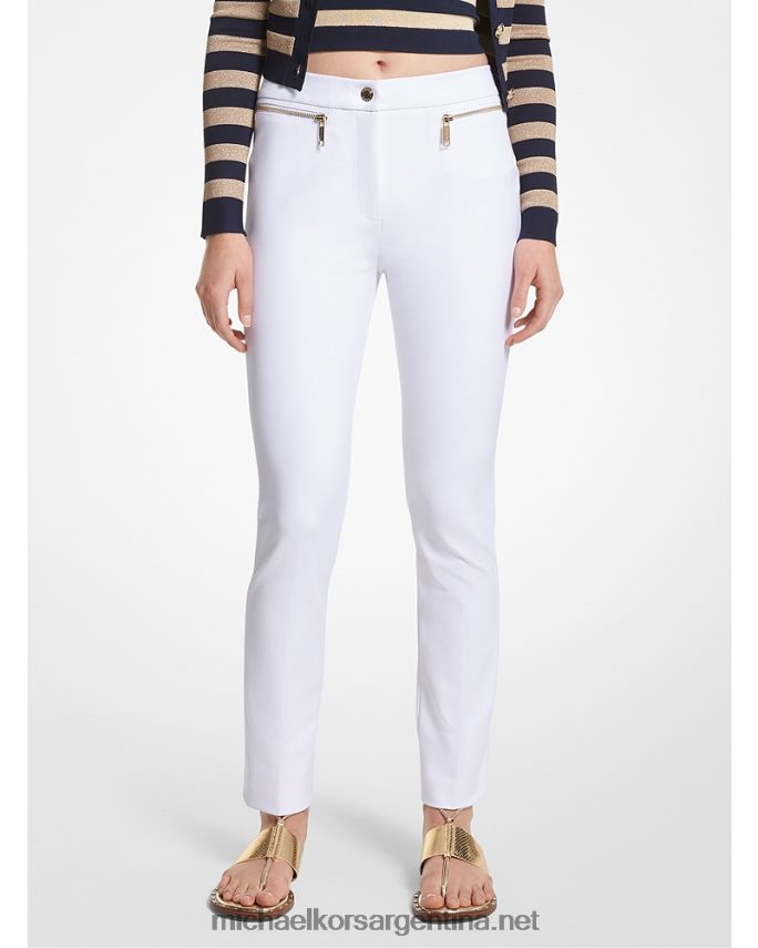 mujer blanco pantalones de crepé elástico Michael Kors T46HB0500