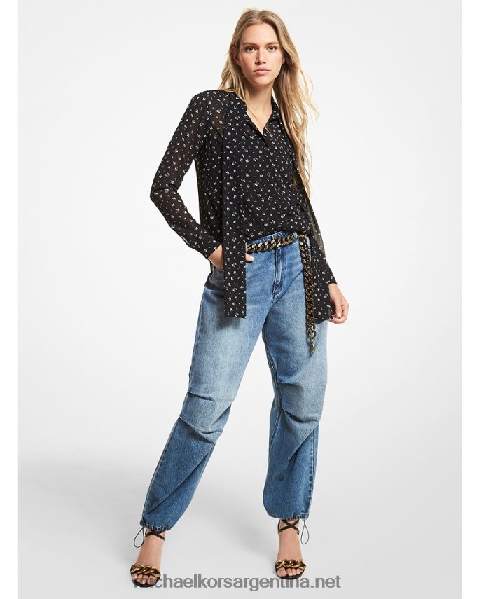 mujer lavado índigo jeans anchos de mezclilla Michael Kors T46HB0504