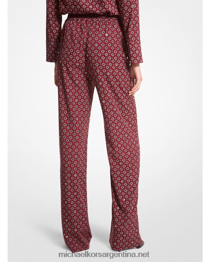 mujer merlot pantalones de pijama de crepé medallón Michael Kors T46HB0503
