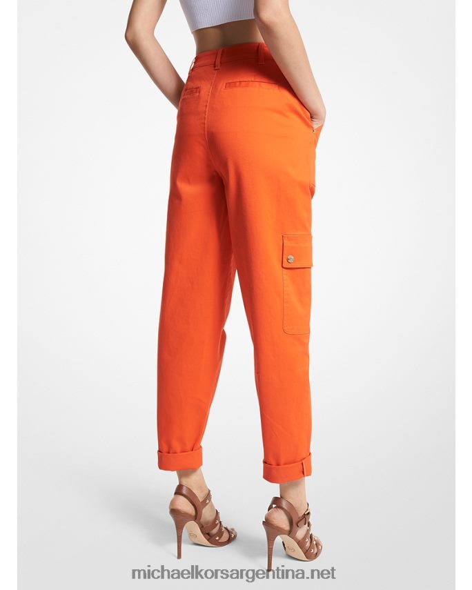 mujer naranja óptica pantalones cargo de algodón orgánico elástico Michael Kors T46HB0488