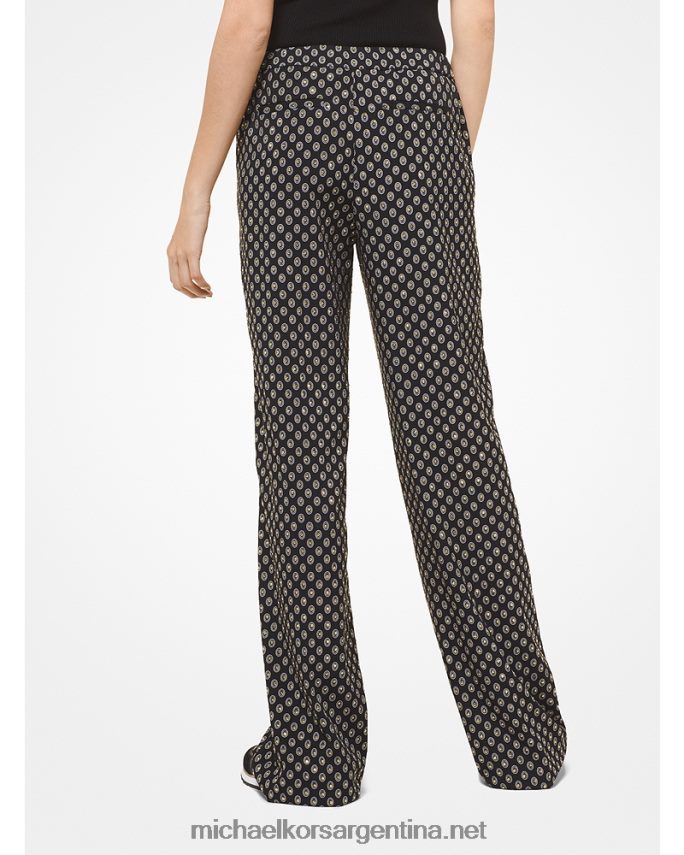 mujer negro/hueso pantalones de pijama con medallón y tachuelas Michael Kors T46HB0520