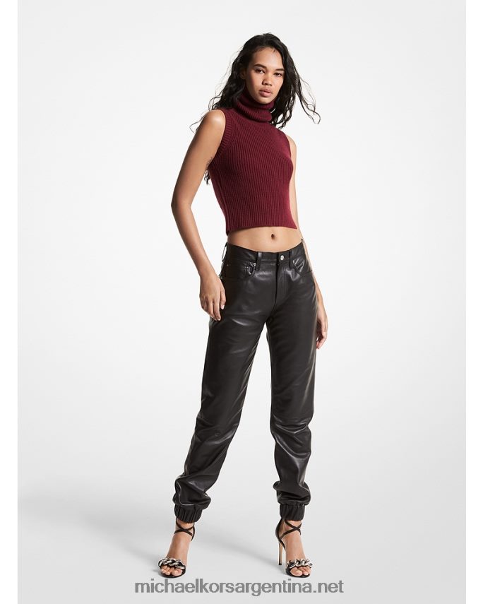 mujer negro joggers de cuero Michael Kors T46HB0509