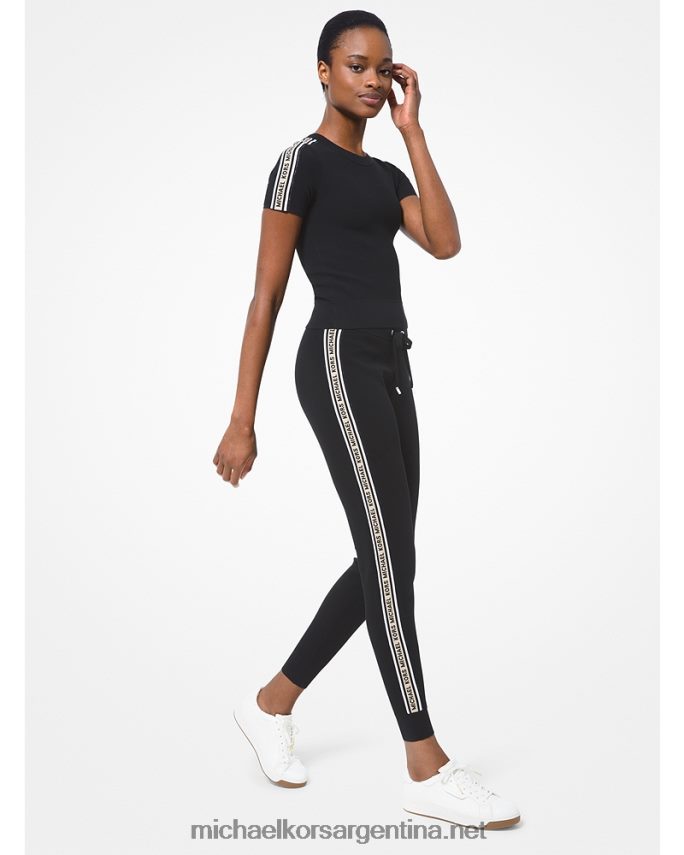 mujer negro joggers de punto texturizado con cinta del logo Michael Kors T46HB0432
