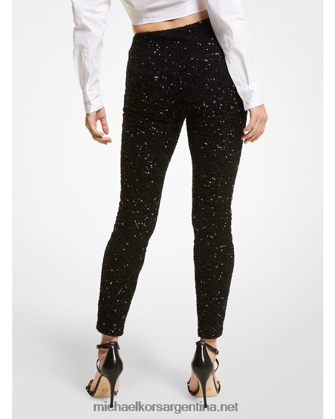 mujer negro leggins de malla elástica con lentejuelas Michael Kors T46HB0516