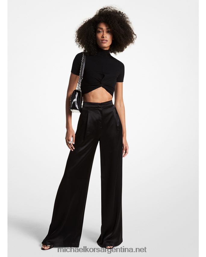 mujer negro pantalones anchos de raso Michael Kors T46HB0515