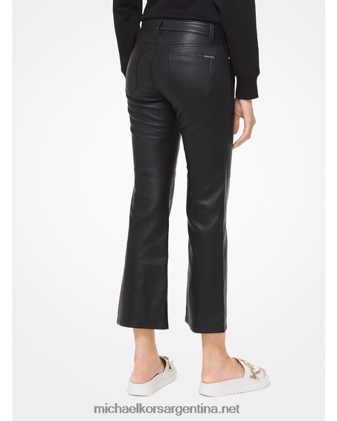 mujer negro pantalones capri acampanados de cuero izzy Michael Kors T46HB0522