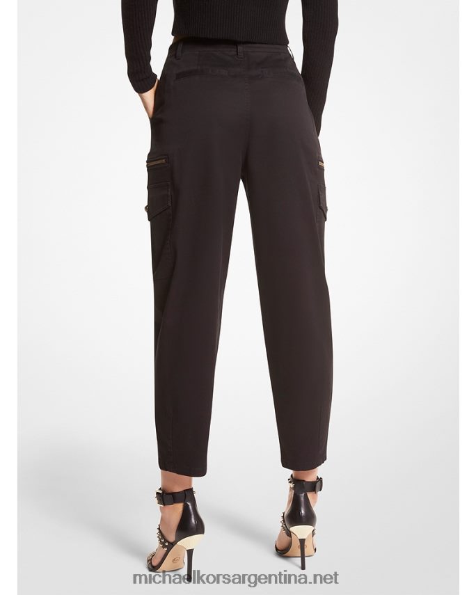 mujer negro pantalones cargo de algodón elástico Michael Kors T46HB0498