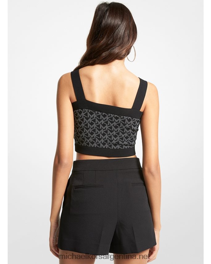 mujer negro shorts de crepé elástico plisado Michael Kors T46HB0493