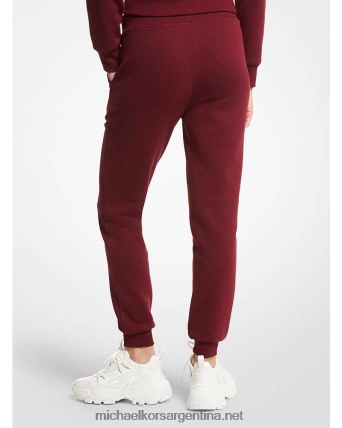 mujer rubí oscuro joggers de mezcla de algodón orgánico con cordones Michael Kors T46HB0512