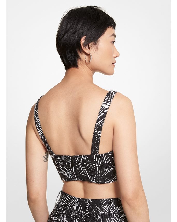 mujer blanco negro sujetador de lino de palma Michael Kors T46HB0454