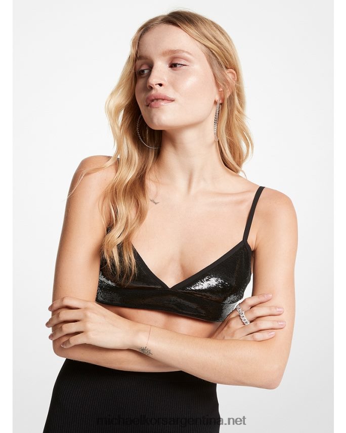mujer negro parte superior del sujetador con lentejuelas Michael Kors T46HB0445