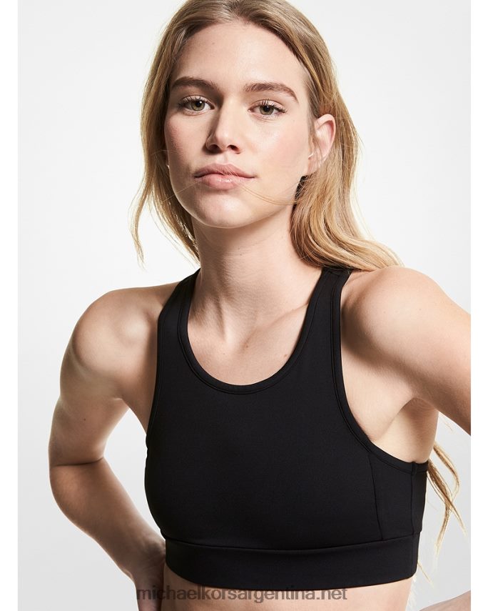 mujer negro sujetador deportivo de mezcla de nailon con espalda nadadora Michael Kors T46HB0632