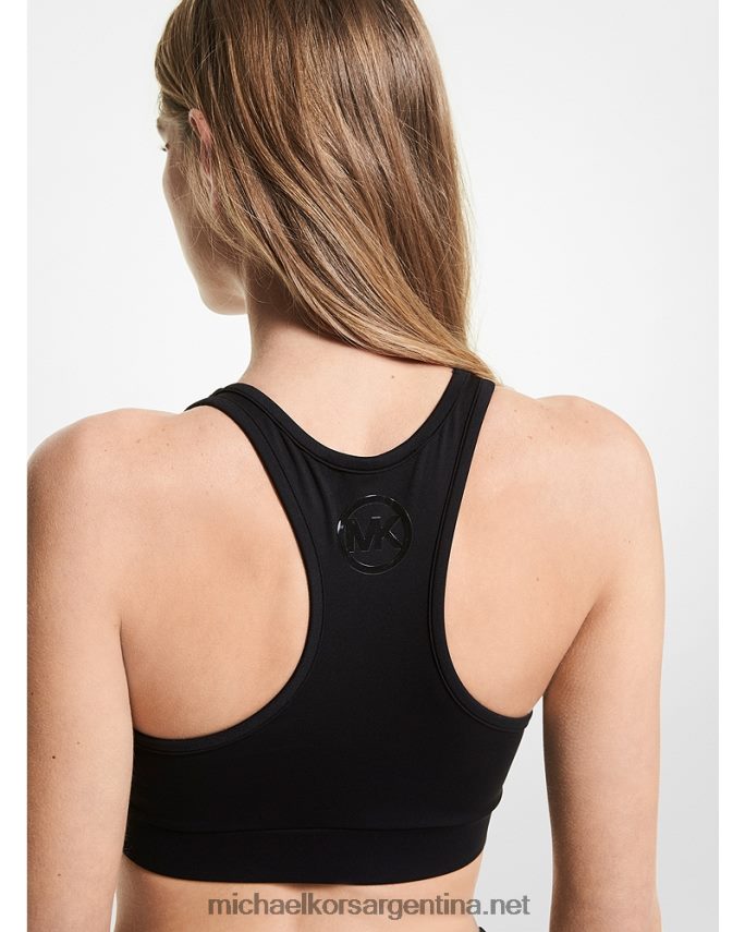 mujer negro sujetador deportivo de mezcla de nailon con espalda nadadora Michael Kors T46HB0632
