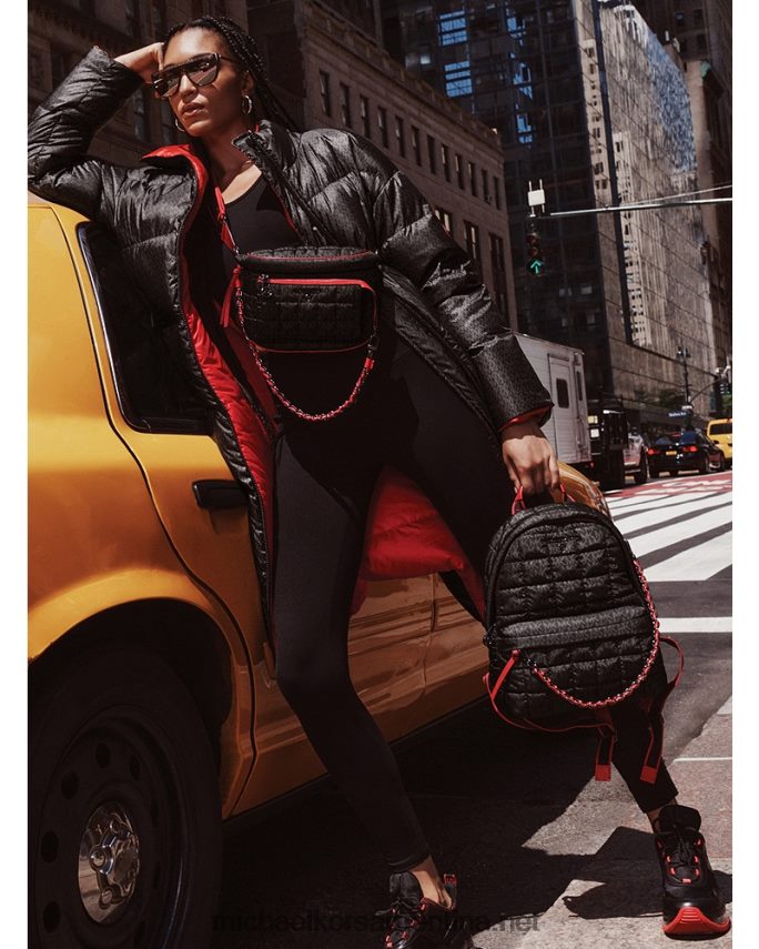 mujer negro sujetador deportivo de mezcla de nailon con espalda nadadora Michael Kors T46HB0632