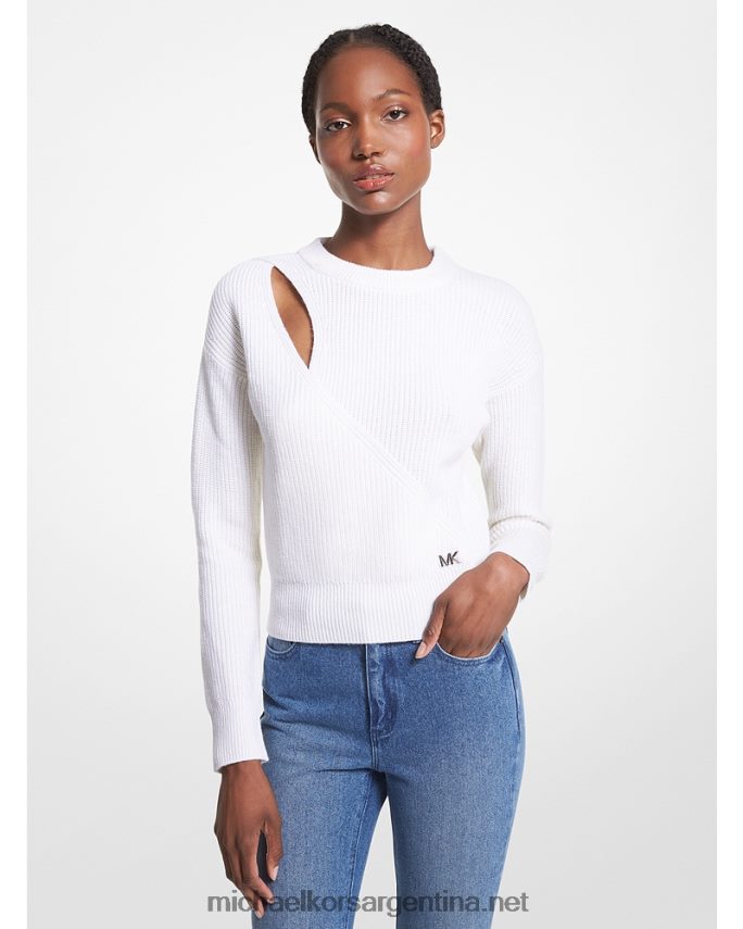 mujer blanco jersey de mezcla de lana con aberturas Michael Kors T46HB0412
