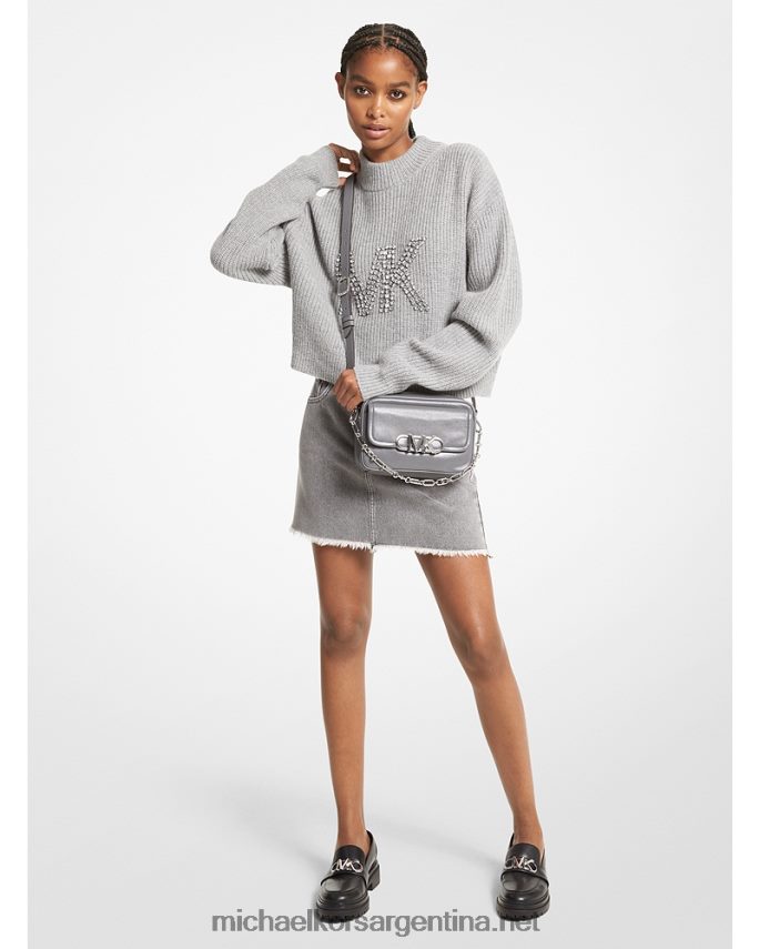 mujer brezo perla jersey de mezcla de lana con logo y detalles Michael Kors T46HB0431