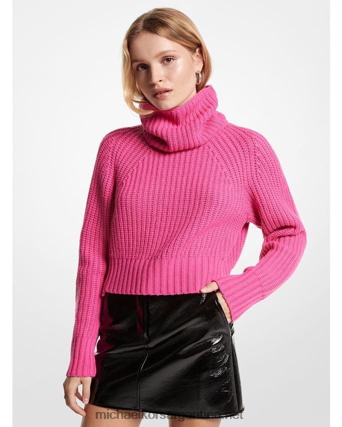 mujer cereza Jersey convertible de canalé en mezcla de lana merino Michael Kors T46HB0416