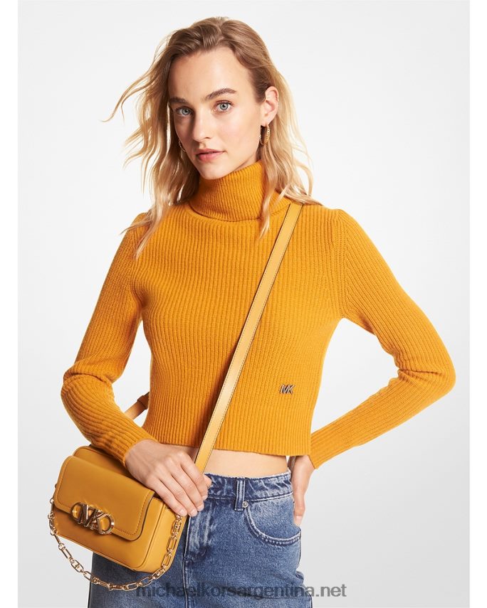 mujer maravilla suéter corto de lana elástica con cuello alto Michael Kors T46HB0436