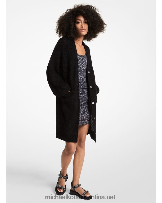 mujer negro cárdigan tejido texturizado con cuello en V Michael Kors T46HB0526